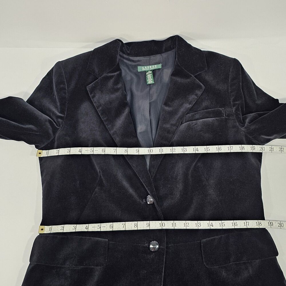 Lauren Ralph Lauren Black Velvet Blazer Size 14 Gothic Vampire Dark Academia - Picture 5 of 8